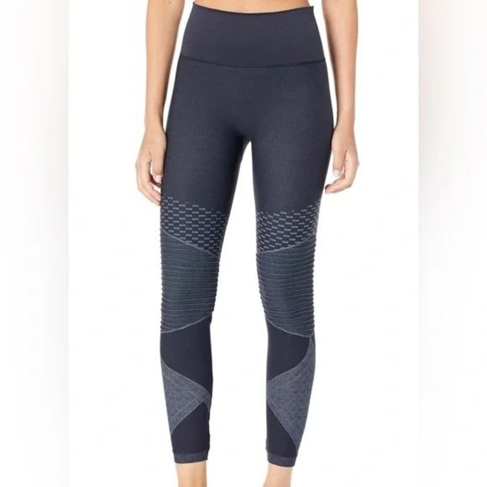 Spanx Seamless Moto Leggings Size S Petite Indigo‎ Sky NWT High Rise Control $88